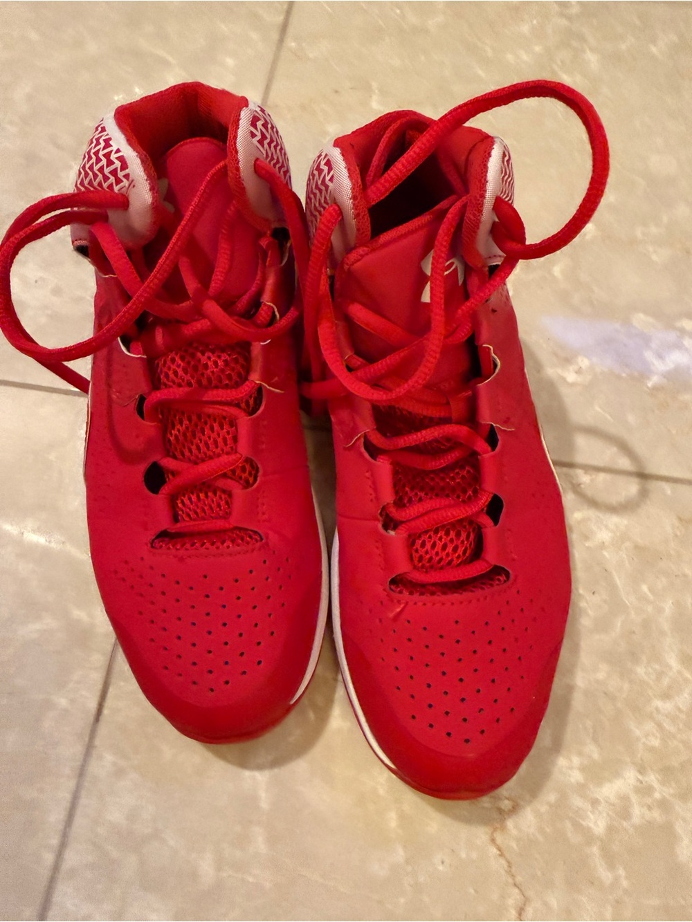 Adidas Bright Red High-Top Sneakers - Sporty Lace-Up